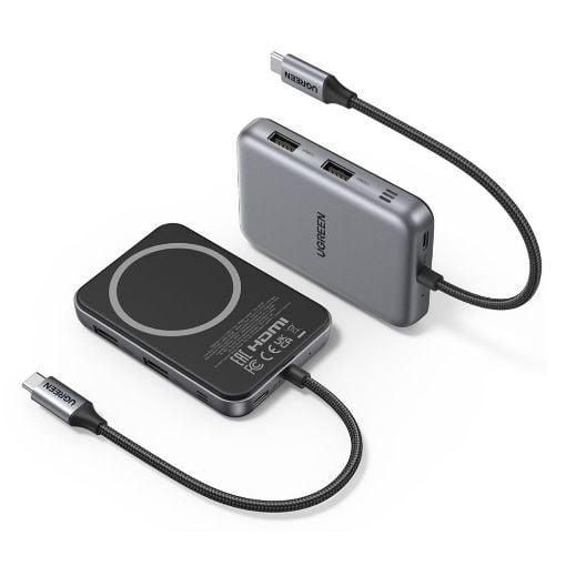 Εικόνα της Portable USB Hub Ugreen CM896 7-in-1 Magnetic USB/HDMI/Card Reader Grey 65759