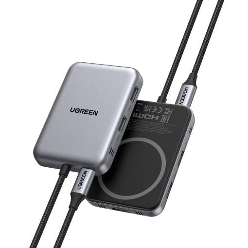 Εικόνα της Portable USB Hub Ugreen CM896 7-in-1 Magnetic USB/HDMI/Card Reader Grey 65759