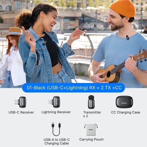 Εικόνα της Boya Mini 2 USB-C & Lightning 2mics & Charging Box Black