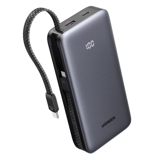 Εικόνα της Power Bank Ugreen PB528 20000mAh USB-C/USB-A with Built-in Cable 30W Grey 55985B