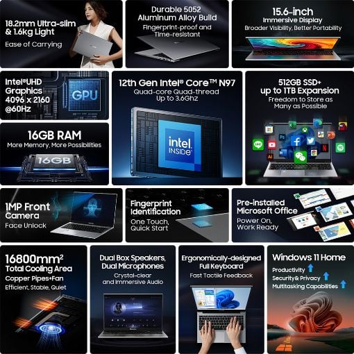 Εικόνα της Laptop Blackview AceBook 8 15.6"  Intel N150 16GB 512GB SSD Win11 Home