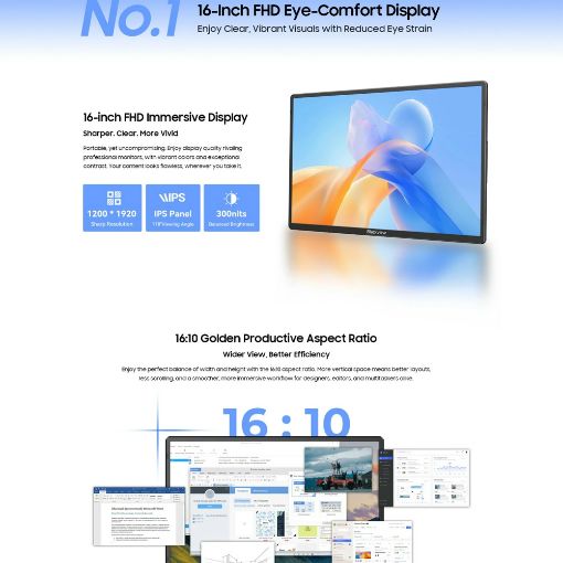 Εικόνα της Οθόνη Blackview Table 9 16" IPS WUXGA Portable