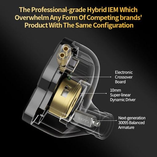 Εικόνα της Earphones KZ ZSN Pro 2 Hybrid Dual-Driver IEM 1.2m Gold