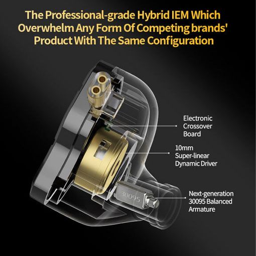 Εικόνα της Earphones KZ ZSN Pro 2 Hybrid Dual-Driver IEM No Mic 1.2m Gold