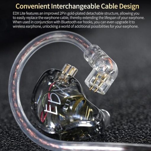 Εικόνα της Earphones KZ EDX Lite Dynamic Driver IEM 1.2m Transparent Grey