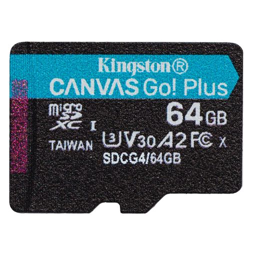 Εικόνα της Κάρτα Μνήμης MicroSDXC Kingston Canvas Go! Plus 64GB Class 10 UHS-I U3 SDCG4/64GBSP