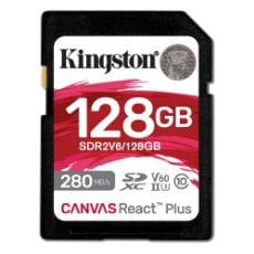 Εικόνα της Κάρτα Μνήμης SDXC Kingston Canvas React Plus 128GB Class 10 UHS-II U3 SDR2V6/128GB