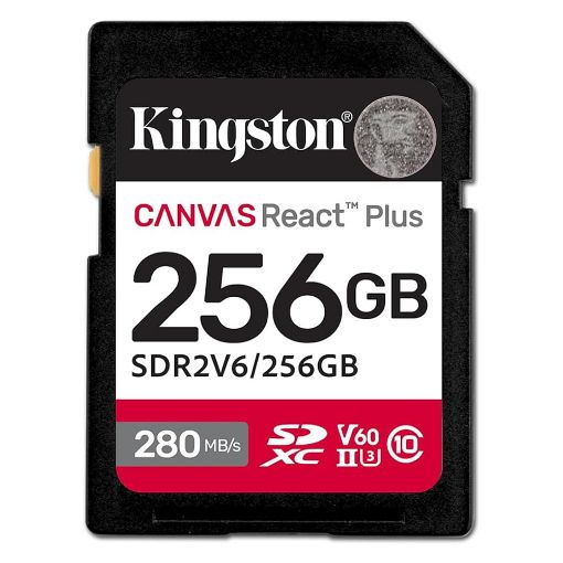 Εικόνα της Κάρτα Μνήμης SDXC Kingston Canvas React Plus 256GB Class 10 UHS-II U3 SDR2V6/256GB