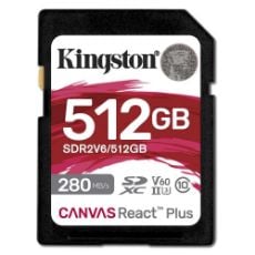 Εικόνα της Κάρτα Μνήμης SDXC Kingston Canvas React Plus 512GB Class 10 UHS-II U3 SDR2V6/512GB