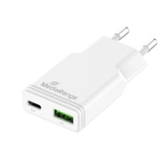 Εικόνα της Φορτιστής MediaRange 30W GaN USB-C & USB-A White MRMA125