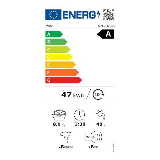Εικόνα της Πλυντήριο Ρούχων Tesla WF81480TGR 8Kg 1400 Στροφών White