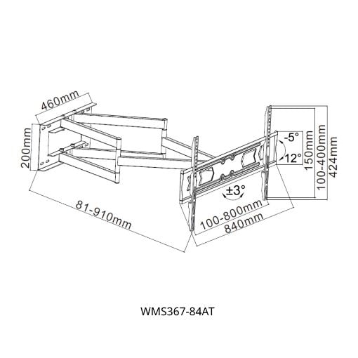Εικόνα της Επιτοίχια Βάση Τηλεόρασης Focus Mount Ultra Extension Long Arm 42-90" WMS367-84AT