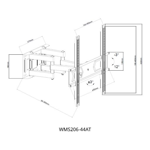 Εικόνα της Επιτοίχια Βάση Τηλεόρασης Focus Mount 23-65" WMS206-44AT
