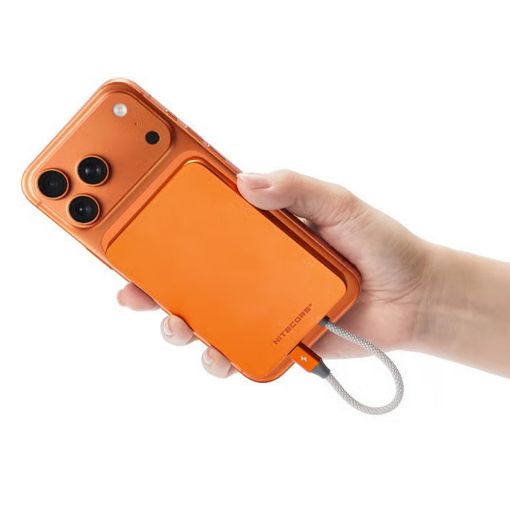 Εικόνα της PowerBank Nitecore Pocket 5 με Ενσωματωμένο Καλώδιο 5000mAh 22.5W Orange