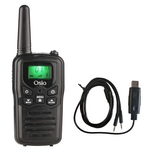 Εικόνα της Walkie Talkie Osio PMR Επαναφορτιζόμενο με Φακό & Καλώδιο Black OPM-1050