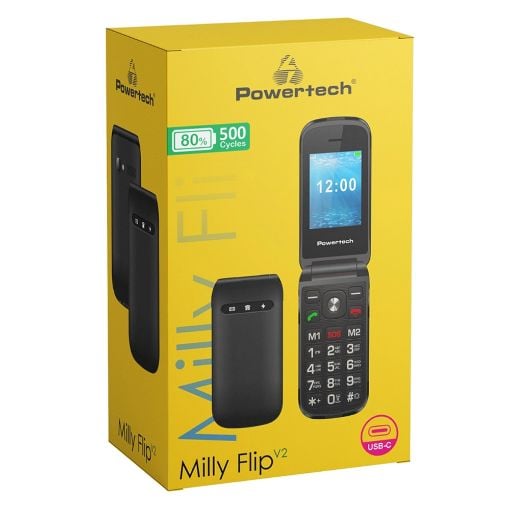 Εικόνα της Κινητό Τηλέφωνο Powertech Milly Flip V2 2.4" Dual SIM GR Black PTM-38