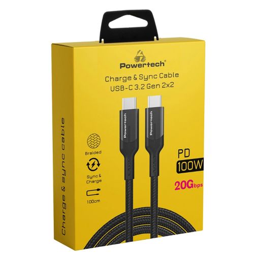 Εικόνα της Καλώδιο Powertech USB-C Male to USB-C Male 100W 1m Black PTR-0136
