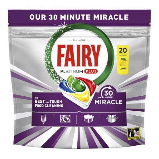 Εικόνα της Κάψουλες Πλυντηρίου Πιάτων Fairy Platinum Plus Miracle Lemon 20τμχ
