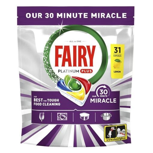 Εικόνα της Κάψουλες Πλυντηρίου Πιάτων Fairy Platinum Plus Miracle Lemon 31τμχ