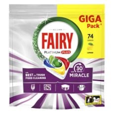 Εικόνα της Κάψουλες Πλυντηρίου Πιάτων Fairy Platinum Plus Miracle Lemon Giga Pack 74τμχ