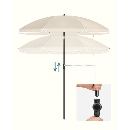 Εικόνα της Ομπρέλα Θαλάσσης Songmics Διαμέτρου 160cm UPF 50+ Beige GPU60WTV1
