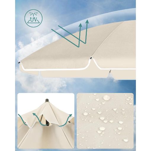 Εικόνα της Ομπρέλα Θαλάσσης Songmics Διαμέτρου 160cm UPF 50+ Beige GPU60WTV1