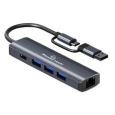 Εικόνα της USB Hub Powertech 5-in1 USB-A/USB-C + RJ45 Grey PTR-0150