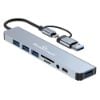 Εικόνα της USB Hub Powertech 8-in-1 USB-A/USB-C Grey PTR-0151
