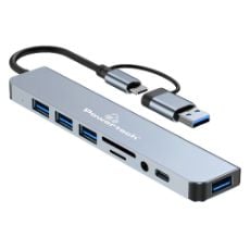 Εικόνα της USB Hub Powertech 8-in-1 USB-A/USB-C Grey PTR-0151
