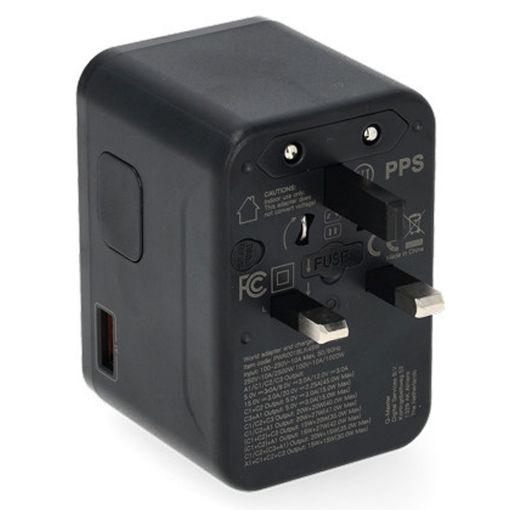 Εικόνα της Αντάπτορας Πρίζας Ταξιδιού Q-Master Universal 1x USB-A & 3x USB-C GaN 45W Black PWR001BLK45W