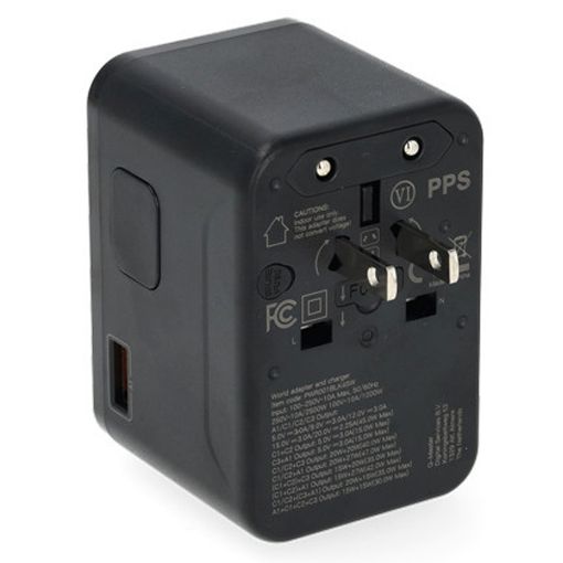 Εικόνα της Αντάπτορας Πρίζας Ταξιδιού Q-Master Universal 1x USB-A & 3x USB-C GaN 45W Black PWR001BLK45W