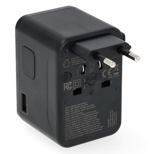 Εικόνα της Αντάπτορας Πρίζας Ταξιδιού Q-Master Universal 1x USB-A & 3x USB-C GaN 45W Black PWR001BLK45W