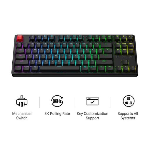 Εικόνα της Πληκτρολόγιο Keychron C3 Pro 8K QMK Custom TKL Wired RGB Hot-Swappable Brown Switches (US) Black C3PX-H3