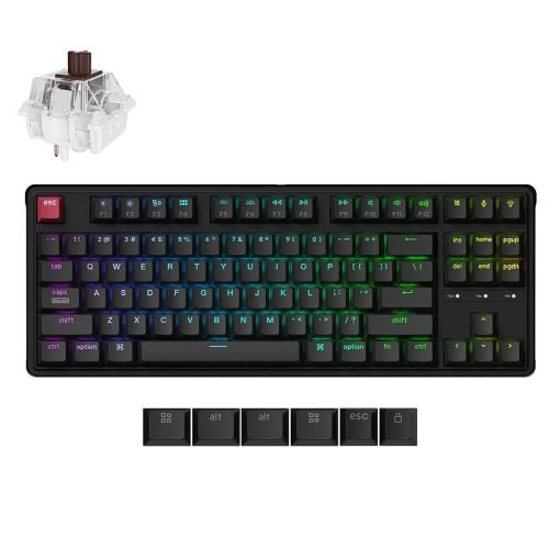 Εικόνα της Πληκτρολόγιο Keychron C3 Pro 8K QMK Custom TKL Wired RGB Hot-Swappable Brown Switches (US) Black C3PX-H3