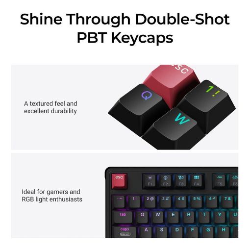 Εικόνα της Πληκτρολόγιο Keychron C3 Pro 8K QMK Custom TKL Wired RGB Hot-Swappable Red Switches (US) Black C3PX-H1