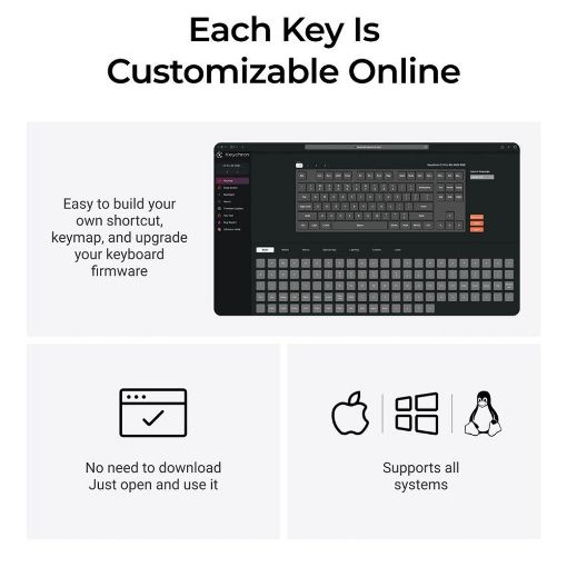 Εικόνα της Πληκτρολόγιο Keychron C3 Pro 8K QMK Custom TKL Wired RGB Hot-Swappable Red Switches (US) Black C3PX-H1
