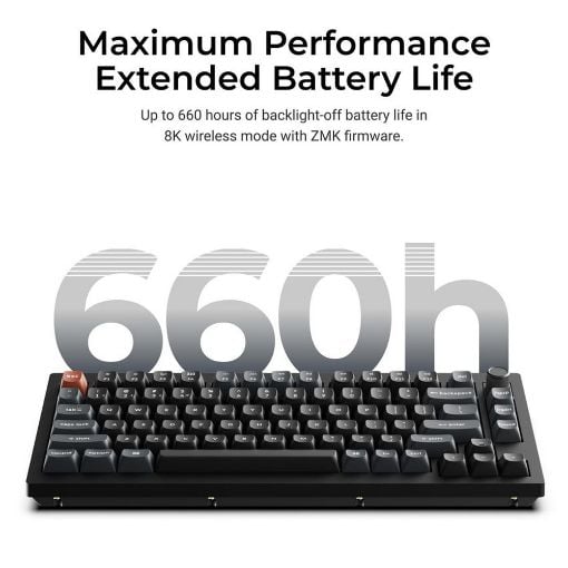 Εικόνα της Πληκτρολόγιο Keychron V1 Ultra 8K QMK/VIA Custom Wireless RGB Hot-Swappable Brown Switches (US) Black V1U-D3