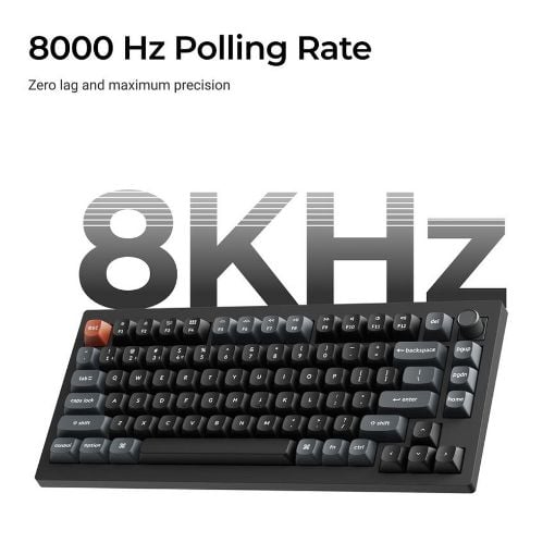 Εικόνα της Πληκτρολόγιο Keychron V1 Ultra 8K QMK/VIA Custom Wireless RGB Hot-Swappable Brown Switches (US) Black V1U-D3