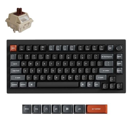 Εικόνα της Πληκτρολόγιο Keychron V1 Ultra 8K QMK/VIA Custom Wireless RGB Hot-Swappable Brown Switches (US) Black V1U-D3