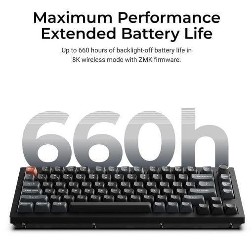 Εικόνα της Πληκτρολόγιο Keychron V1 Ultra 8K QMK/VIA Custom Wireless RGB Hot-Swappable Banana Switches (US) Black V1U-D4