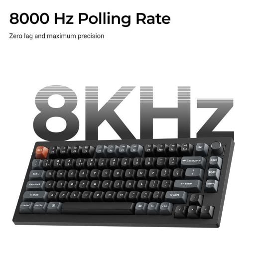 Εικόνα της Πληκτρολόγιο Keychron V1 Ultra 8K QMK/VIA Custom Wireless RGB Hot-Swappable Banana Switches (US) Black V1U-D4