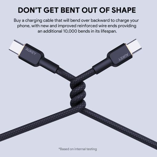 Εικόνα της Καλώδιο Aukey USB-C Male to USB-C Male 1m 60W Black CB-NCC1