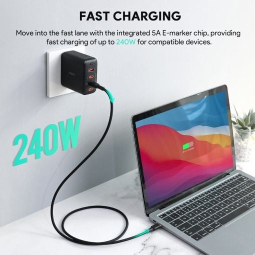 Εικόνα της Καλώδιο Aukey USB-C Male to USB-C Male 1m 240W Black CB-SCC241