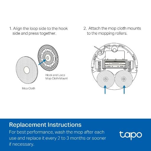 Εικόνα της Tp-Link Tapo Robot Vacuum Washable Mop Cloth 6τμχ