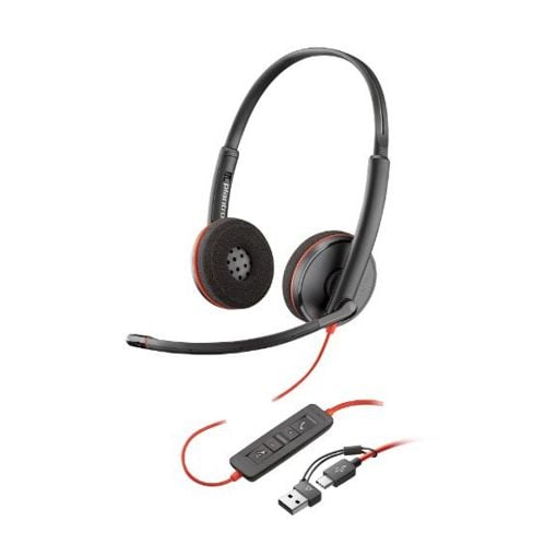 Εικόνα της Headset Poly Blackwire 3220 Stereo USB-C με USB-C/A Adapter Black 93S87AA