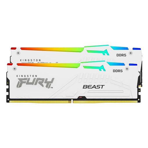 Εικόνα της Ram Kingston Fury Beast 16GB (2x8GB) DDR5-5200MHz CL40 RGB White KF552C40BWAK2-16