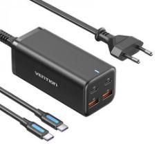 Εικόνα της Φορτιστής Vention GaN 2x USB-C & 2x USB-A 100W/18W Black FBSBG-EU