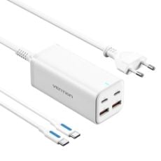 Εικόνα της Φορτιστής Vention GaN 2x USB-C & 2x USB-A 100W/18W White FBSWG-EU