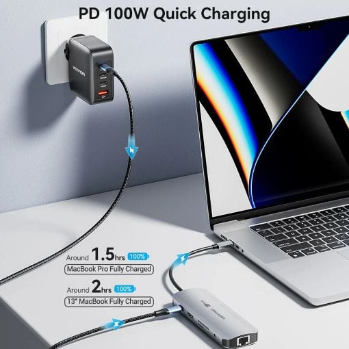 Εικόνα της Docking Station Vention 9-in-1 USB-C PD 4K 100W Gray TOMHB