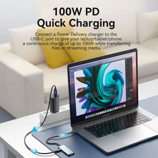 Εικόνα της Docking Station Vention 7-in-1 USB-C PD 4K 100W Gray TOPHB